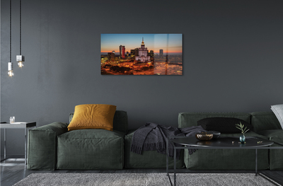 Acrylic print Night view of the skyscrapers of warsaw