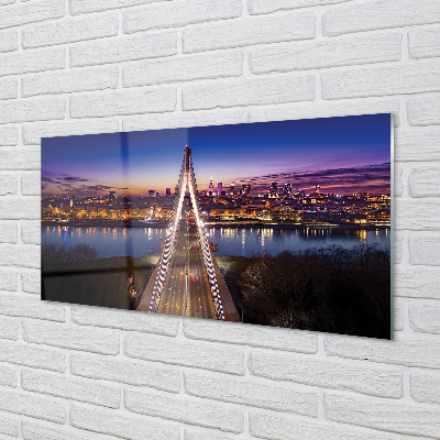 Acrylic print Bridge panoramic river warsaw