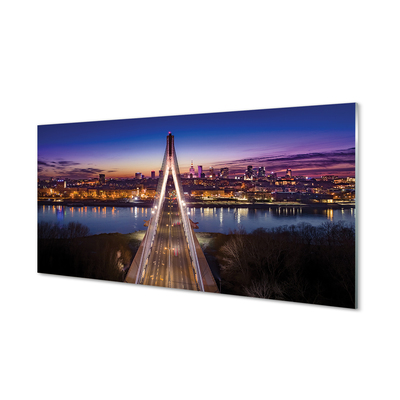 Acrylic print Bridge panoramic river warsaw