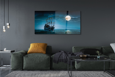 Acrylic print Moon sea ship town