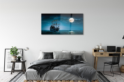 Acrylic print Moon sea ship town