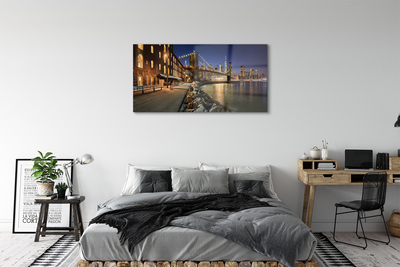 Acrylic print Skyscrapers night river