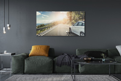 Acrylic print Mountain clouds tree automatic routes