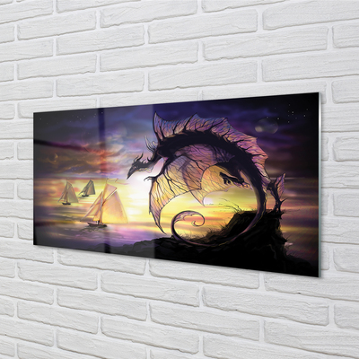 Acrylic print Dragon boats clouds sea
