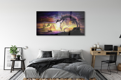 Acrylic print Dragon boats clouds sea