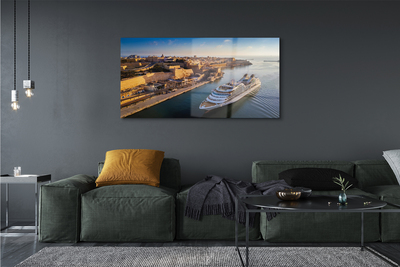 Acrylic print The sea of ​​city sky ship