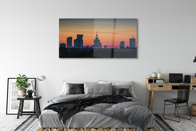 Acrylic print Sunset panorama of warsaw