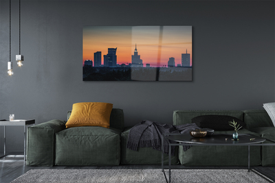 Acrylic print Sunset panorama of warsaw