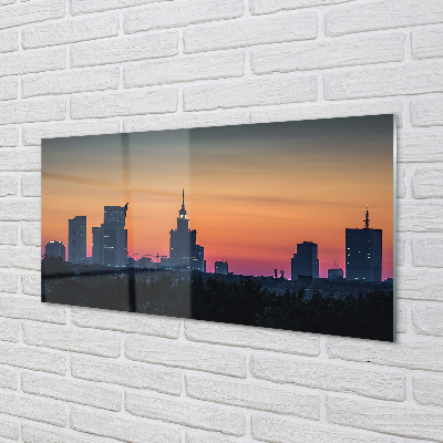 Acrylic print Sunset panorama of warsaw