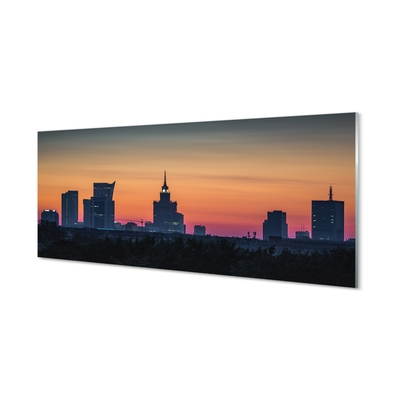 Acrylic print Sunset panorama of warsaw