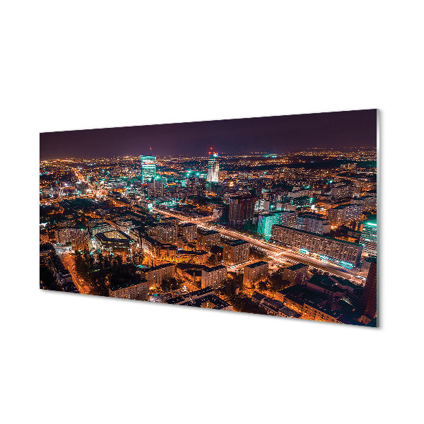 Acrylic print Warsaw city night view