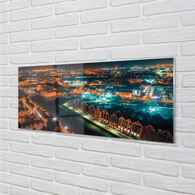 Acrylic print Night panorama gdansk river