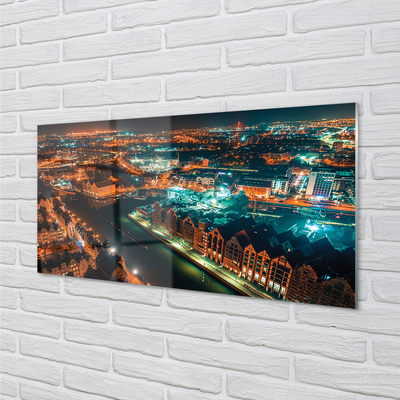 Acrylic print Night panorama gdansk river