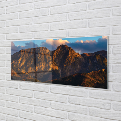 Acrylic print Sunset mountain sun