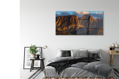 Acrylic print Sunset mountain sun