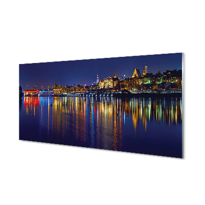 Acrylic print Warsaw night river bridge