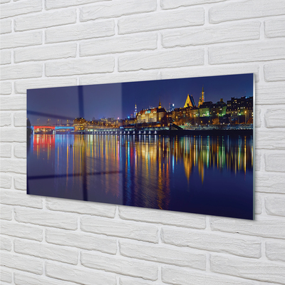 Acrylic print Warsaw night river bridge