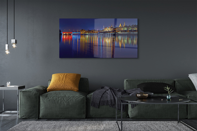 Acrylic print Warsaw night river bridge