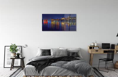 Acrylic print Warsaw night river bridge