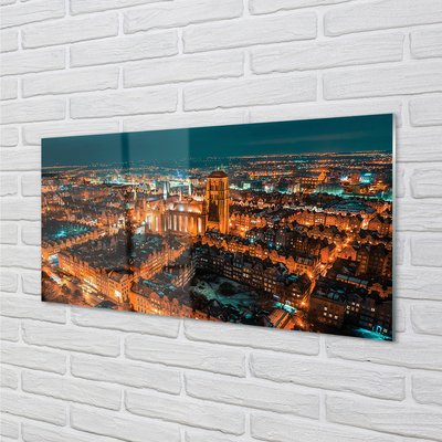 Acrylic print Night of the church gdansk panorama