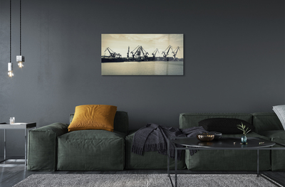 Acrylic print River gdansk shipyard cranes