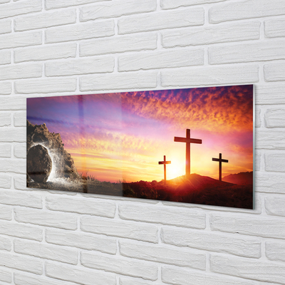Acrylic print Cross cave sunset