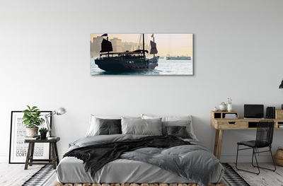 Acrylic print The sea of ​​city sky ship