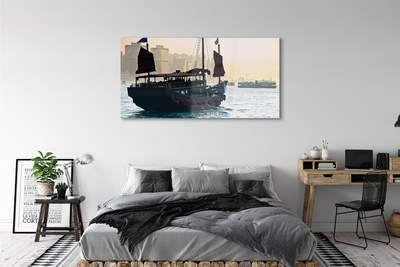 Acrylic print The sea of ​​city sky ship