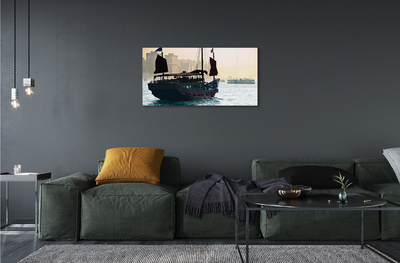 Acrylic print The sea of ​​city sky ship