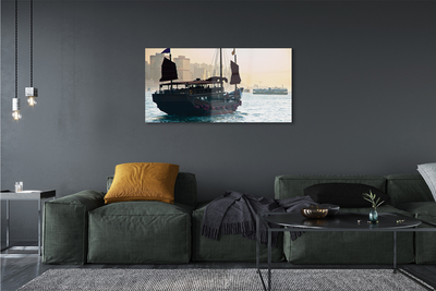 Acrylic print The sea of ​​city sky ship