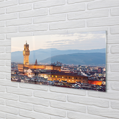 Acrylic print Panorama sunset castle italy