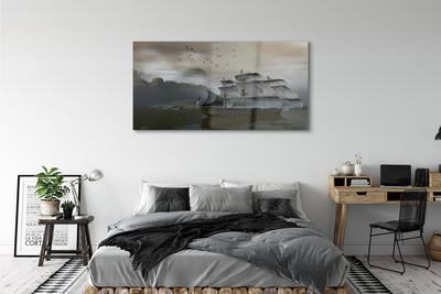 Acrylic print Mountains ships