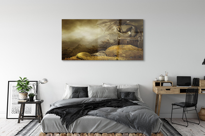 Acrylic print Cloud dragon mountain gold