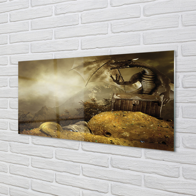 Acrylic print Cloud dragon mountain gold