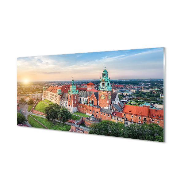 Acrylic print Krakow castle sunrise panorama