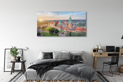 Acrylic print Krakow castle sunrise panorama