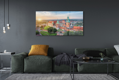 Acrylic print Krakow castle sunrise panorama