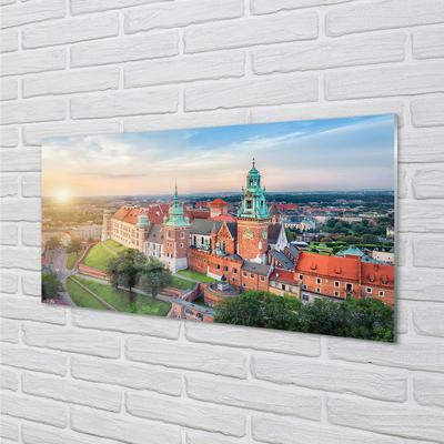 Acrylic print Krakow castle sunrise panorama