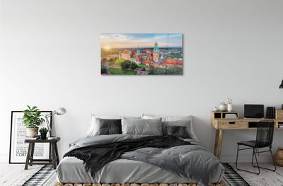 Acrylic print Krakow castle sunrise panorama