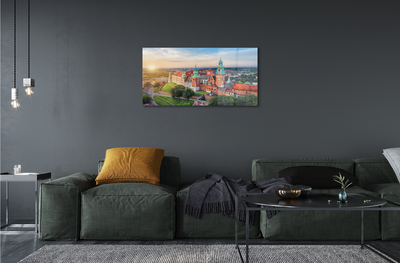 Acrylic print Krakow castle sunrise panorama