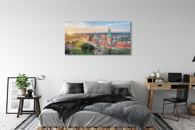 Acrylic print Krakow castle sunrise panorama