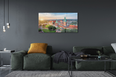 Acrylic print Krakow castle sunrise panorama