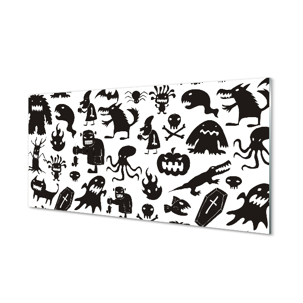 Acrylic print White background black creatures