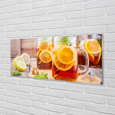 Acrylic print Tea cold citrus straws