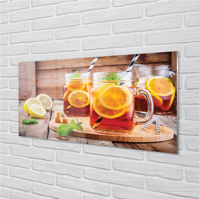 Acrylic print Tea cold citrus straws