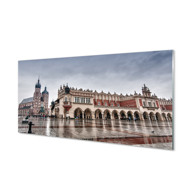 Acrylic print Krakow rain church fabric