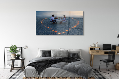 Acrylic print Heart with a pair of candles sea