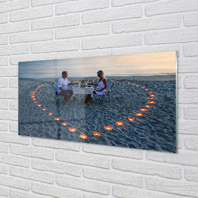 Acrylic print Heart with a pair of candles sea