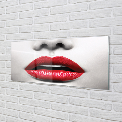 Acrylic print Red lips woman nose