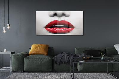 Acrylic print Red lips woman nose